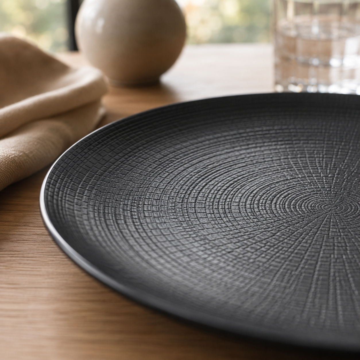 Dinner Plate Modulo Nature Noir Black Lohan 28 cm 3