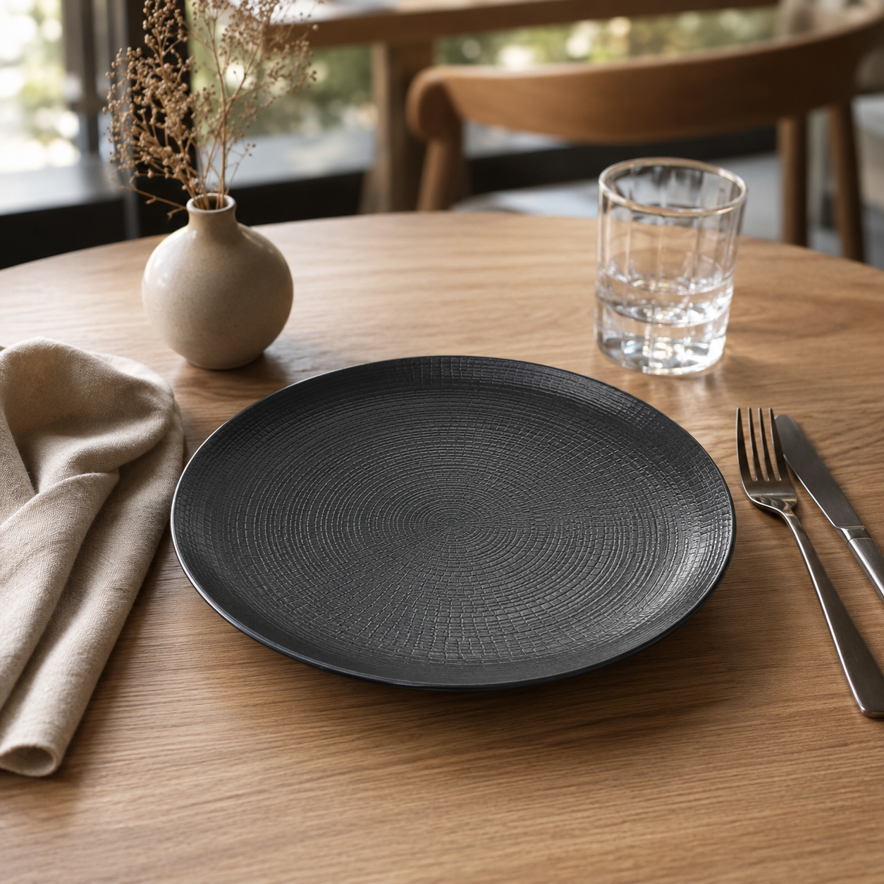 Dinner Plate Modulo Nature Noir Black Lohan 28 cm 5