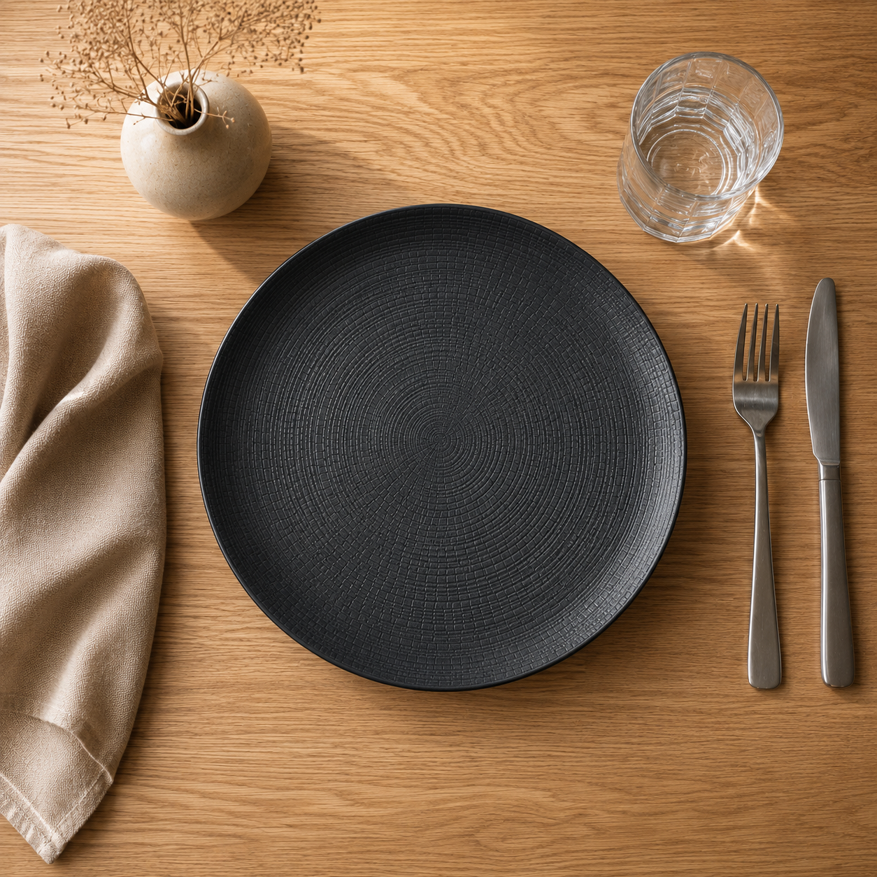 Dinner Plate Modulo Nature Noir Black Lohan 28 cm 4