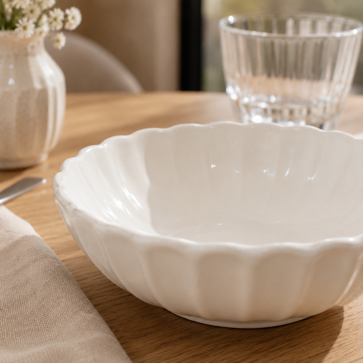 French Perle Scallop White Bowl 17 cm 4