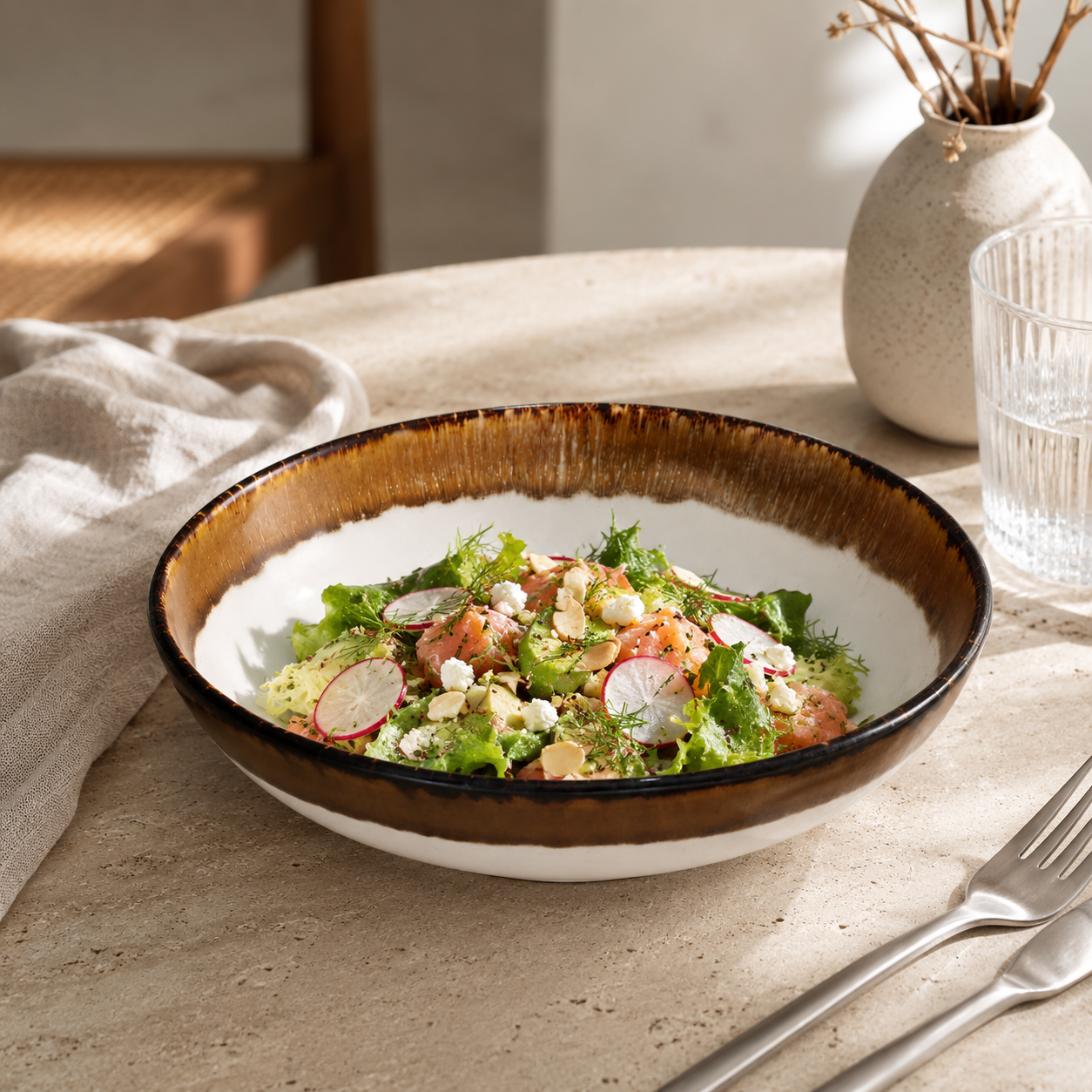 Cascade Coupe Salad Bowl – Brown 22.5 cm 3
