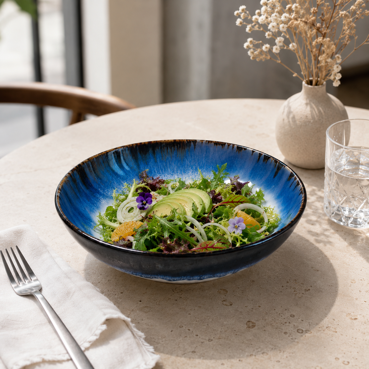 Cascade Coupe Salad Bowl – Blue 22.5 cm 3