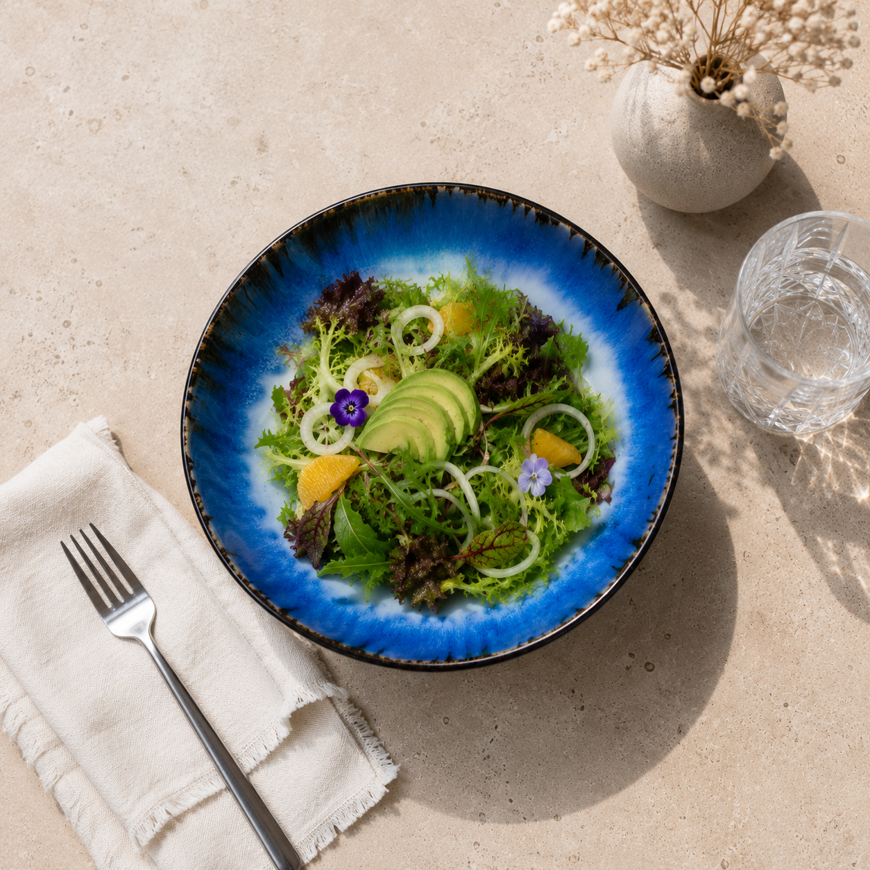 Cascade Coupe Salad Bowl – Blue 22.5 cm 5