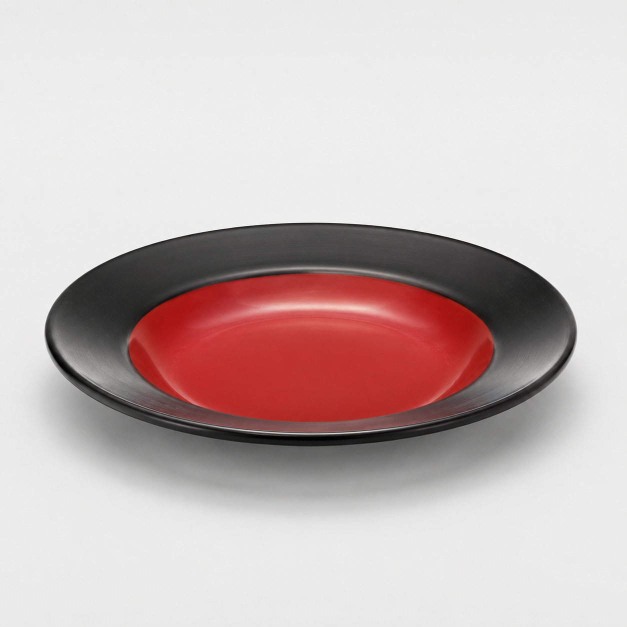 Red & Black Deep Round Plate 23 cm