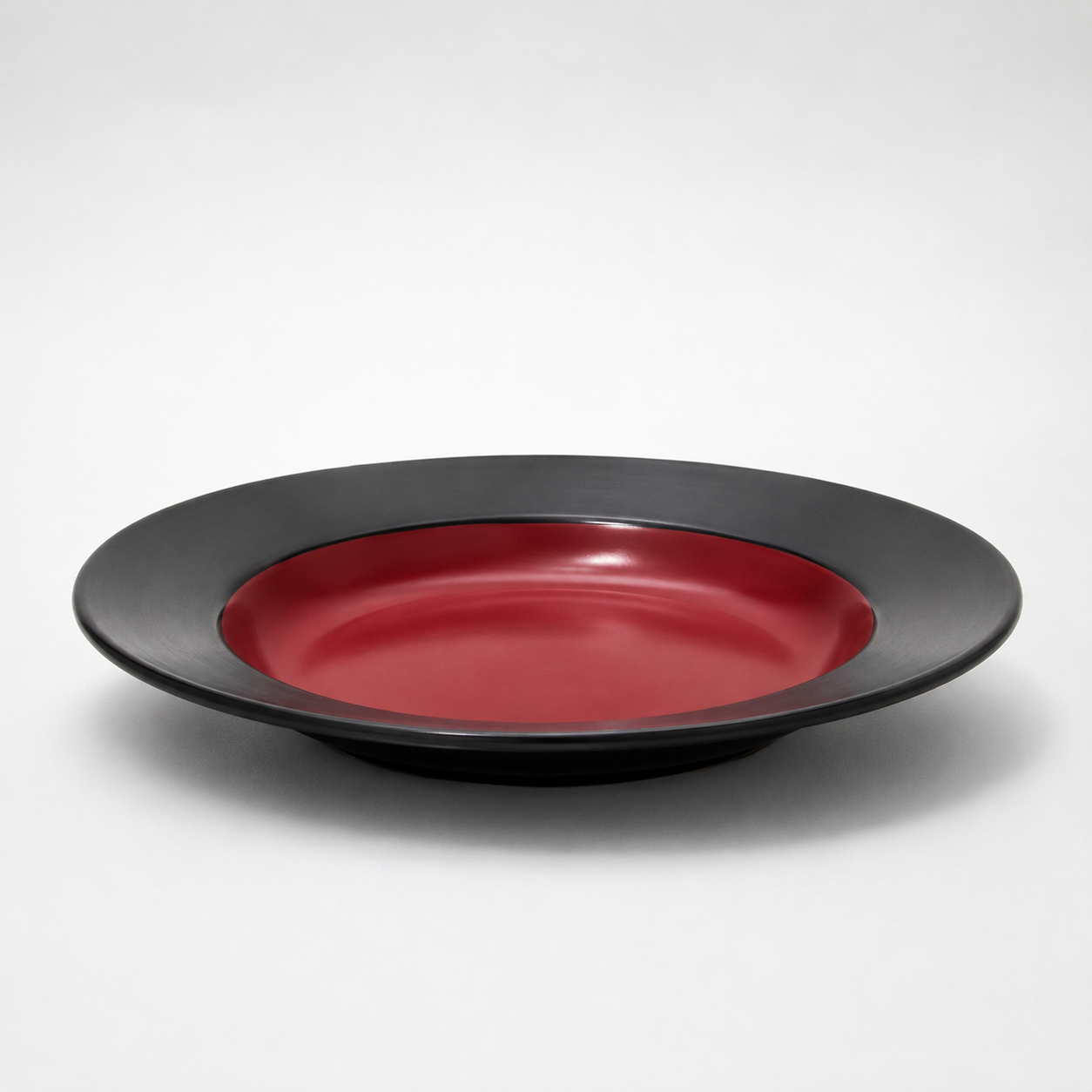 Red & Black Deep Round Plate 25 cm