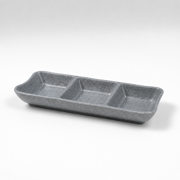 Clay Grey 3-Compartment Sauce Dish