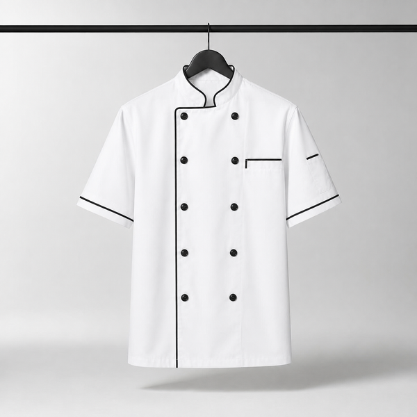 Lawrence Premium Short Sleeve Chef Coat | White Professional Chef Uniform