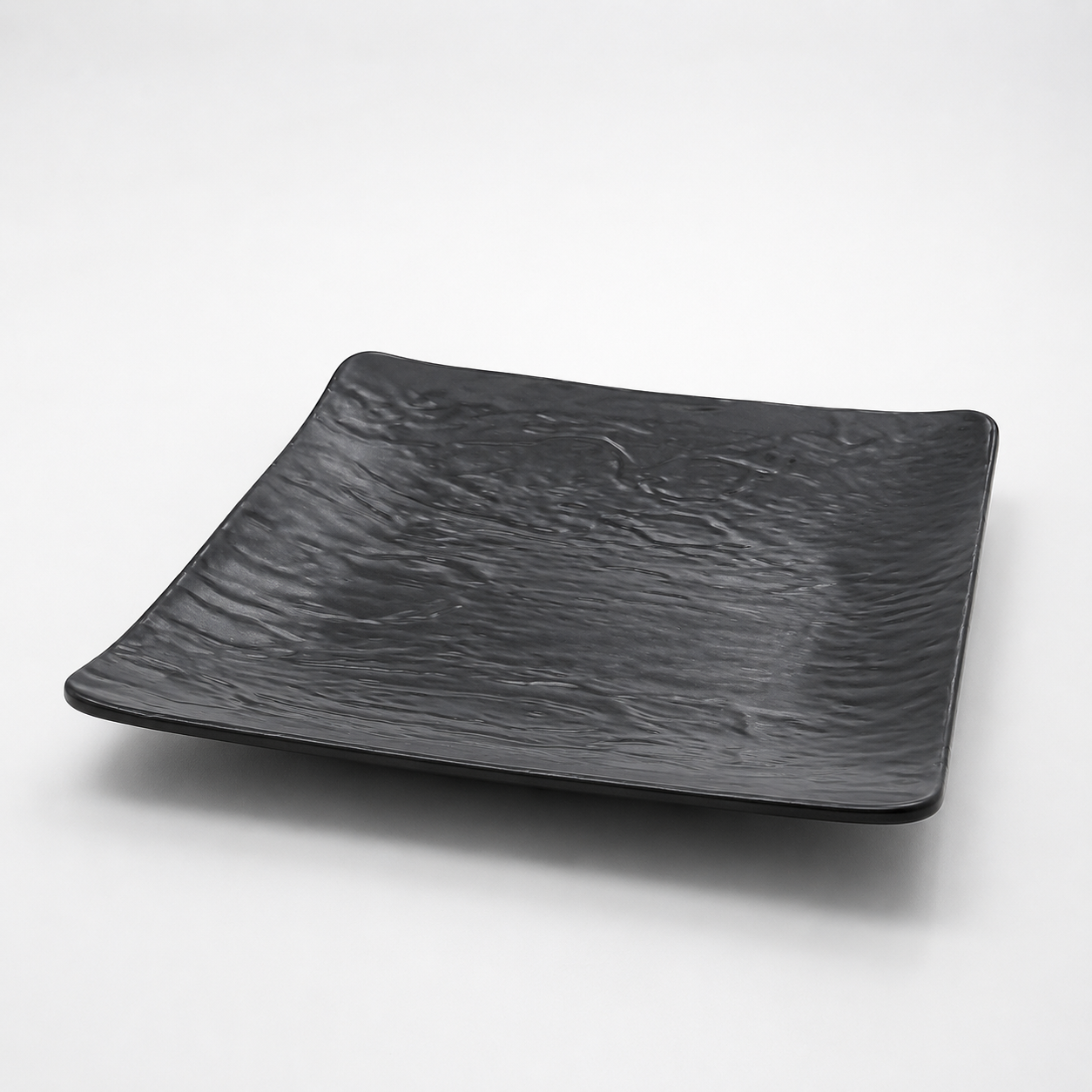 Stone Black Relief Pattern Square Plate 25cm
