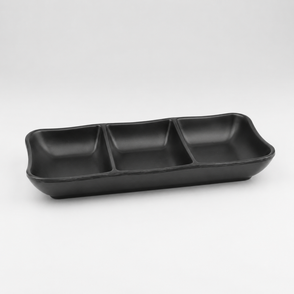 Stone Black 3-Sides Sauce Dish