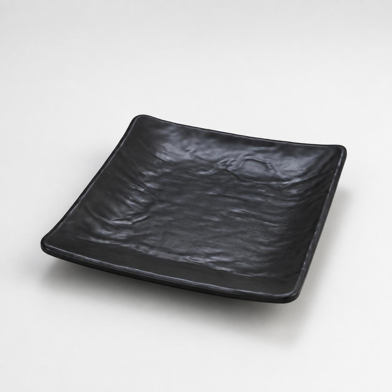 Stone Black Relief Pattern Square Plate