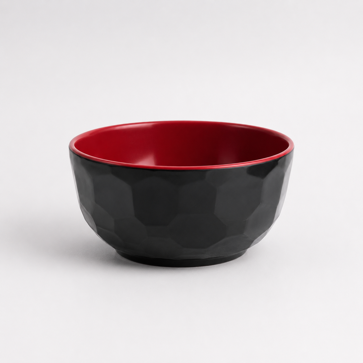 Red & Black Faceted Salad Bowl 4"