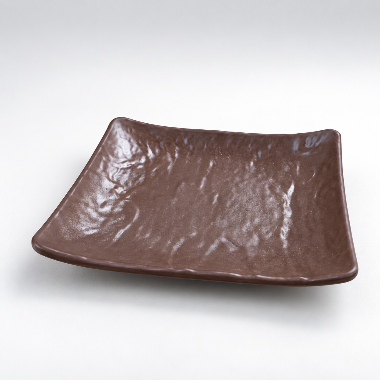 Deep Brown Relief Pattern Square Plate 14.7cm