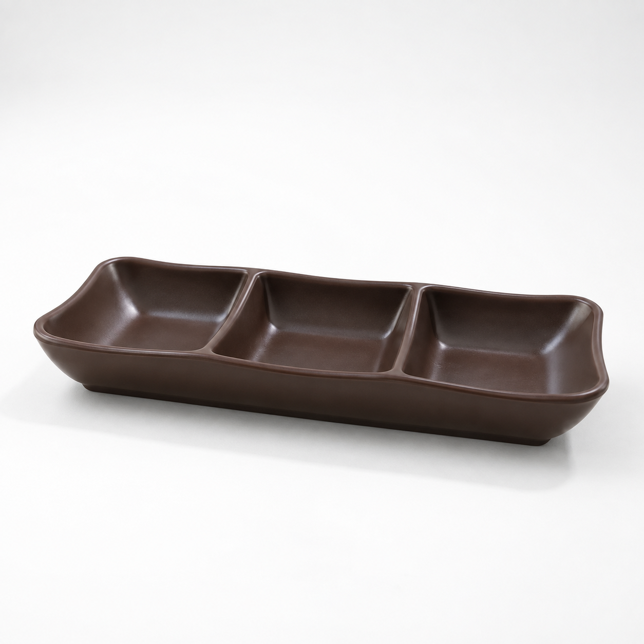 Deep Brown 3-Compartment Sauce Dish