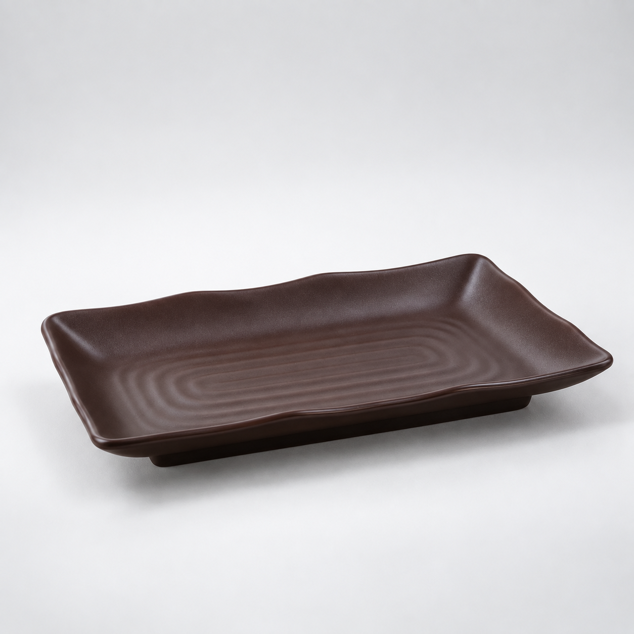 Deep Brown Long Relief Plate 20.5cm