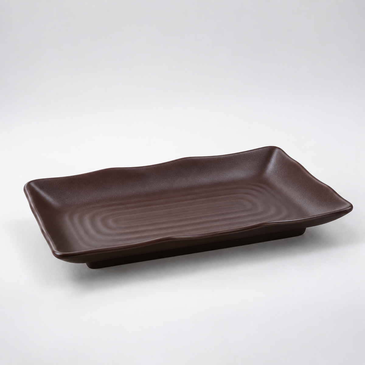 Deep Brown Long Relief Plate 20.5cm