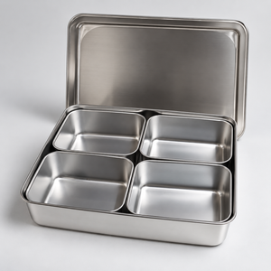 Stainless Steel Seasoning & Ingredients Storage Box Set of 4 with Lid 29cm