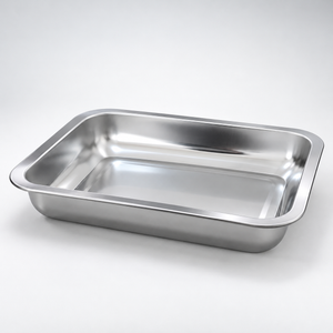 Stainless Steel Steam / Grill Tray Deep 26.5cm | Rectangular Food Tray