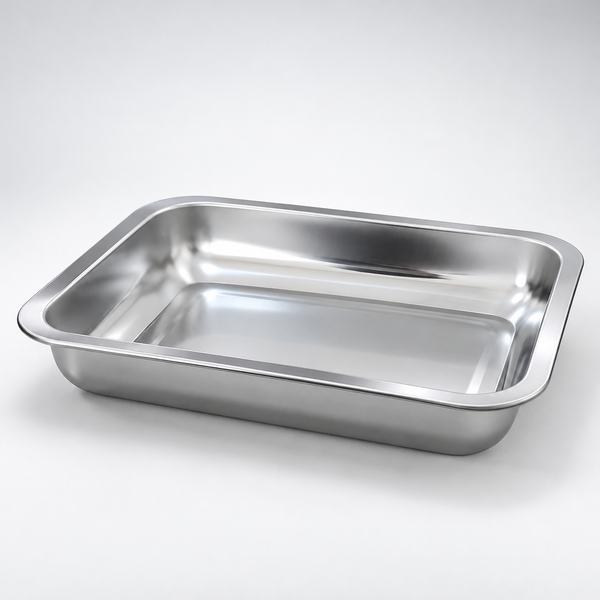 Stainless Steel Steam / Grill Tray Deep 26.5cm | Rectangular Food Tray
