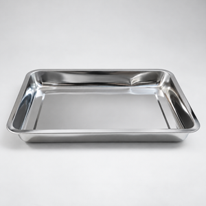 Stainless Steel Deep Rectangular Steam / Grill Tray 40 × 30 cm – Silver