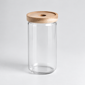 Glass Food Storage Jar with Natural Wooden Lid 1000ml