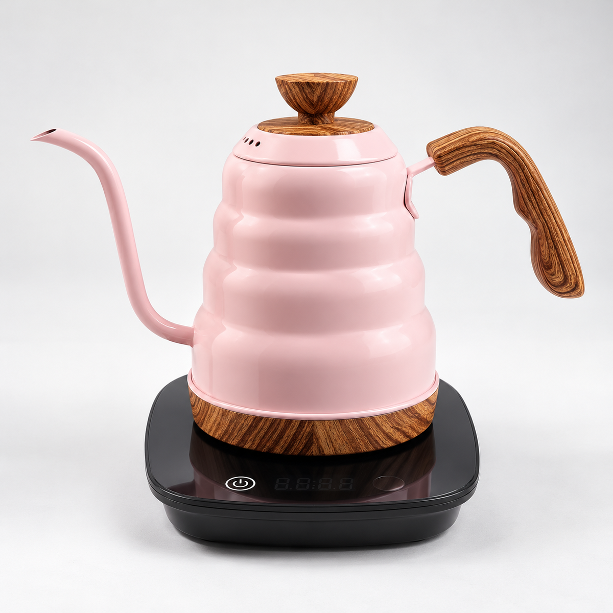 Electric Gooseneck Kettle Set with Wooden Handle 1L – Pink