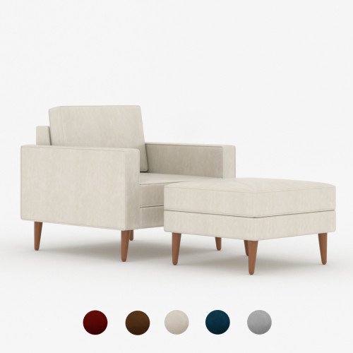 Mavis Velvet Single Seater Sofa Set + Ottoman