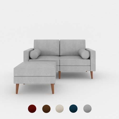 Villanova Velvet 2-Seater Sofa Set + Ottoman