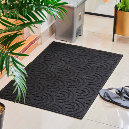 Black Half Circles Doormat