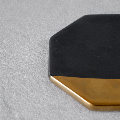 Chic Gold & Black Coaster Octagon 9cm 5