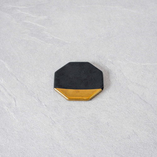 Chic Gold & Black Coaster Octagon 9cm 3