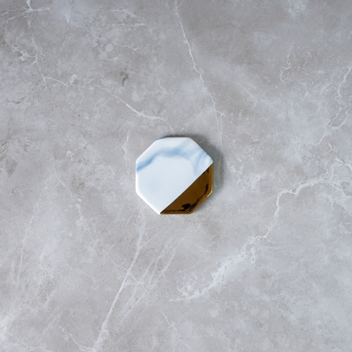 Chic Gold & Blue Coaster Octagon 9cm 3