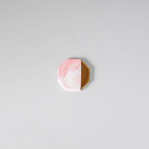 Chic Gold & Pink Coaster Octagon 9cm