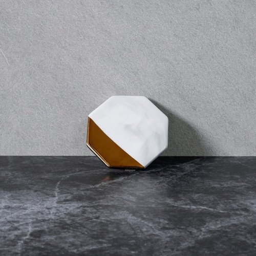 Chic Gold & White Coaster Octagon 9cm 3