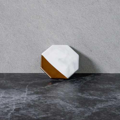 Chic Gold & White Coaster Octagon 9cm 3