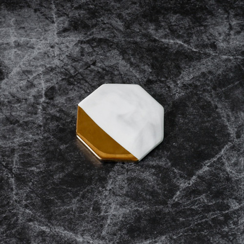 Chic Gold & White Coaster Octagon 9cm 13