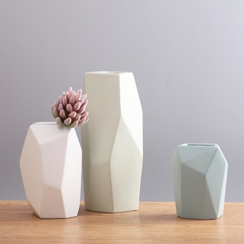Faceted Vase Mint 16cm