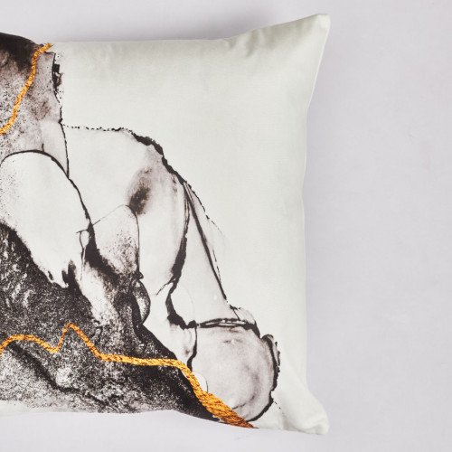 Gold Marble Pillow Case 45 x 45cm - White Base