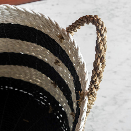 Handwoven Basket Round L - Zebra Stripes