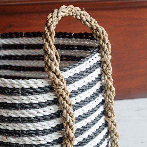 Handwoven Basket Round M - Zebra Stripes