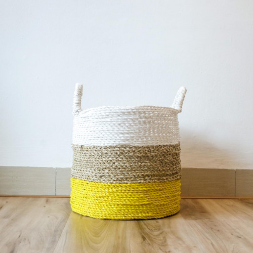 Handwoven Basket Round - Pixie Yellow