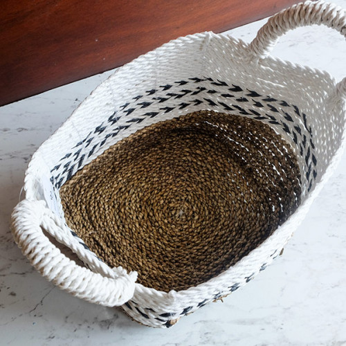 Handwoven Basket Square - Blue Accent