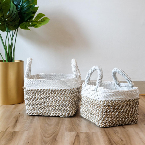 Handwoven Basket Square - Vintage Beige 3