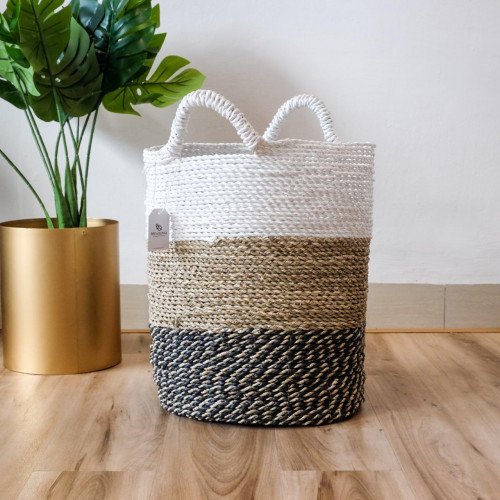 Handwoven Basket Round - Earthy Black