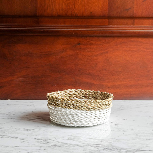 Handwoven Short Basket Round - Angkor Weave 2