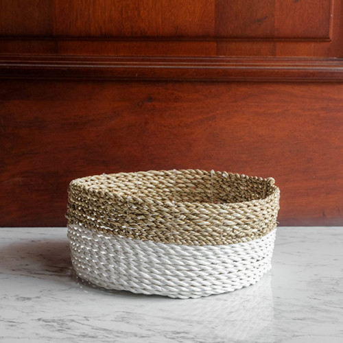 Handwoven Short Basket Round - Angkor Weave 3