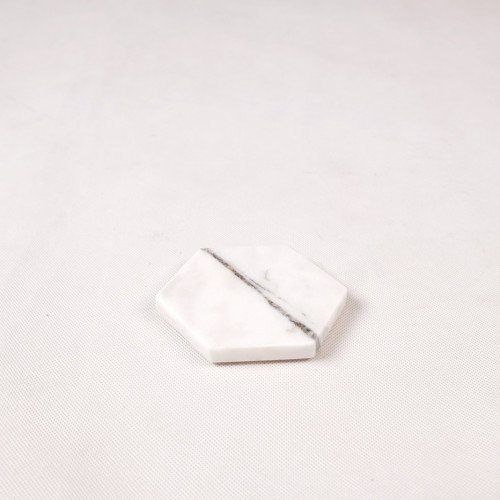 Hexagon Marble Coaster White
