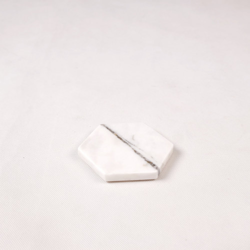 Hexagon Marble Coaster White