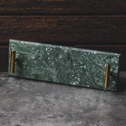 Long Marble Tray Green w/ Handle 29.5cm x 9.5cm