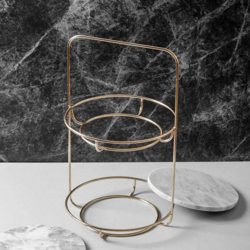Marble 2 Tier Standing Tray - White