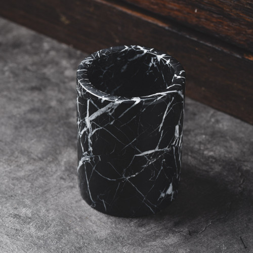 Marble Décor Vase Black Short 9.5cm x 12cm